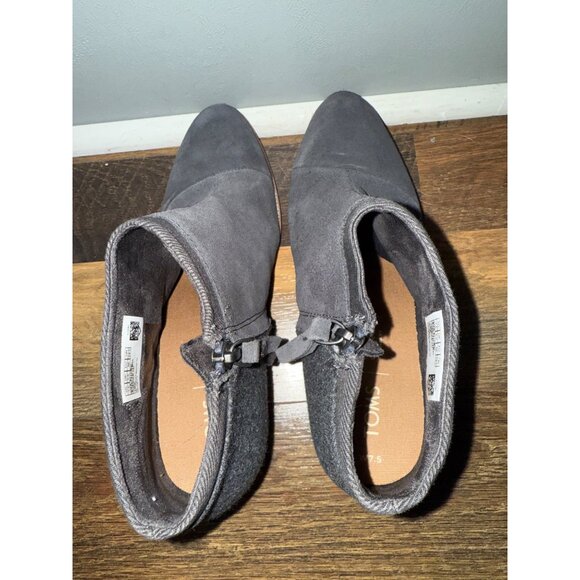 Tom’s Loren Suede Gray Ankle Heeled Boots Bootie Size 7.5 - Picture 11 of 14